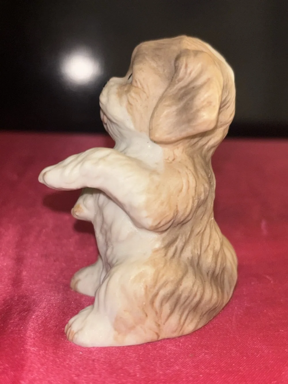 Ceramic White & Tan ShitzuPuppy Figurine - Decorative Dog Statue